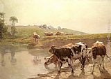 Wenceslas Vacslav Brozik Canvas Paintings - Cattle In A Pasture